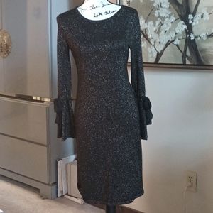 RSVP Talbot's Black & Gold Metallic Dress With Bows on Sleeves